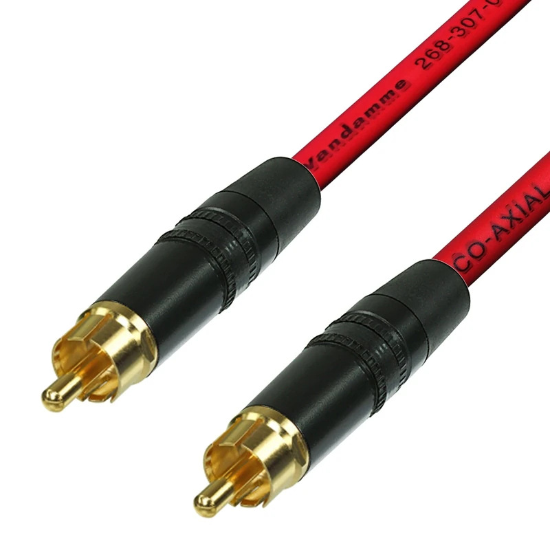 SPDIF Digital Audio Video Coaxial Cable RCA to RCA Van Damme 75 ohm Coax Phono (20 m, Red)