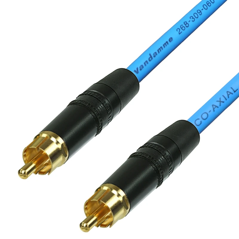 SPDIF Digital Audio Video Coaxial Cable RCA to RCA Van Damme 75 ohm Coax Phono (20 m, Blue)