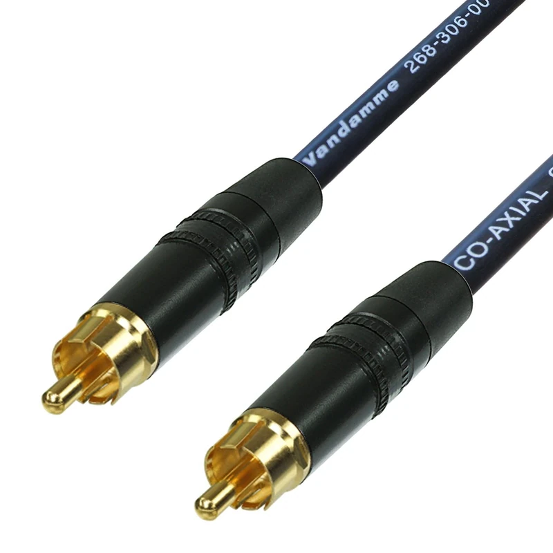 SPDIF Digital Audio Video Coaxial Cable RCA to RCA Van Damme 75 ohm Coax Phono (20 m, Black)