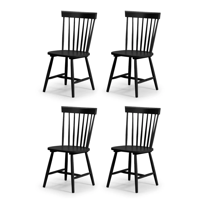 Julian Bowen Black Wood Torino Dining Chairs Set of 4