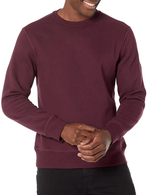 Amazon Essentials Men's Fleece Crew Neck Sweatshirt (Available in Big & Tall), Burgundy, L