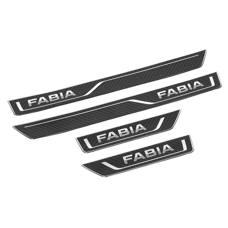 SKODA 6 V0071310 A Entry Strips Carbon Look 4 Front and Rear Line Fabia Lettering