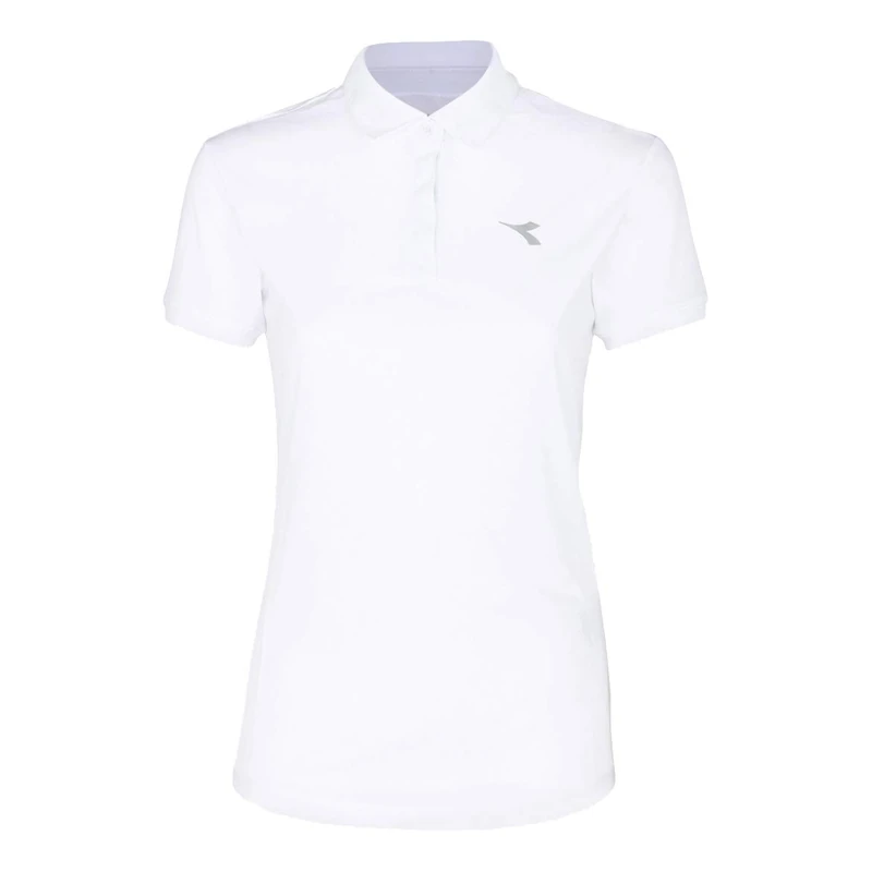 Diadora Women's Court Polo White, Light Grey, L Outerwear, L