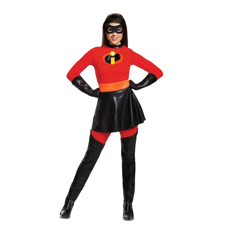DISGUISE 66840F Mrs. Incredible Skirted Deluxe Adult Costume Disney Sized, Red, X-Large