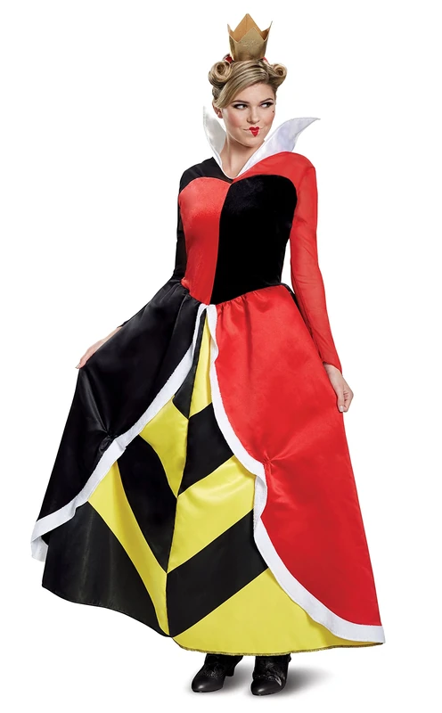 Disguise 67480B Queen of Hearts Deluxe Adult Costume Disney Villains Size, Cartoon, Red, M