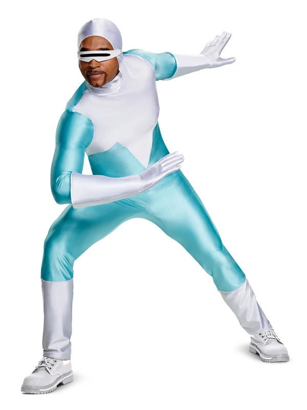 DISGUISE 66889D Frozone Deluxe Adult Costume Disney Incredibles Sized, Blue, L/XL (42-46)