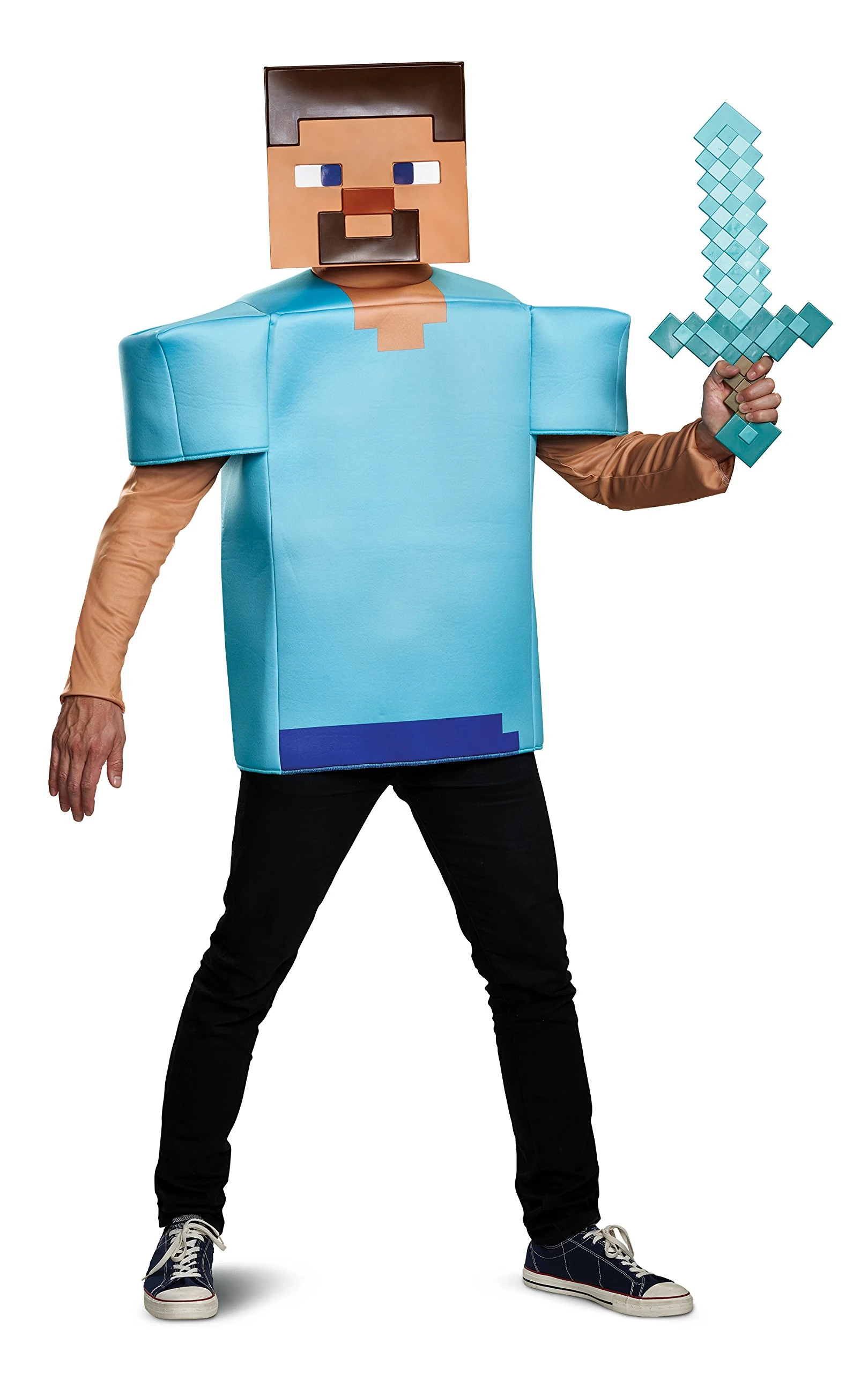 Disguise 67695 Steve Classic Costume Minecraft, Turquoise, One Size Adult
