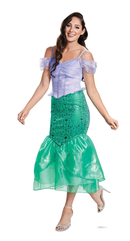 DISGUISE 67261B Ariel, Official Disney The Little Mermaid Costume Dress Princess Adult Sized, Solid, Green & Purple, Medium