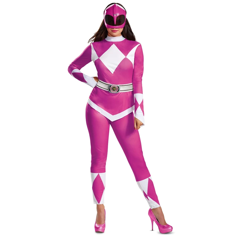 DISGUISE 67333F Pink Ranger Adult Costume Power Sized, X-Large