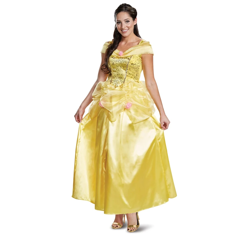 DISGUISE 67282N Belle, Official Disney Princess Beauty Costume Dress Beuty and the Beast Adult Sized, Yellow, S