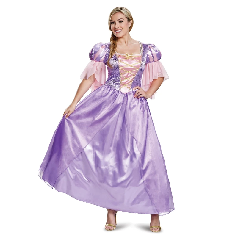 Disguise Women's Rapunzel Deluxe Adult Classic Costume, Purple, Large (12-14)