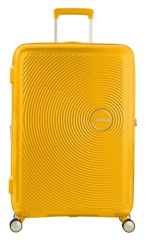 American Tourister Soundbox - Hand Luggage Suitcase 55 x 40 x 20/23 cm - Hard Shell Trolley Suitable for EasyJet - Expandable, Light, 4 wheels & TSA Lock - 35.5/41 L - Yellow (Golden Yellow)
