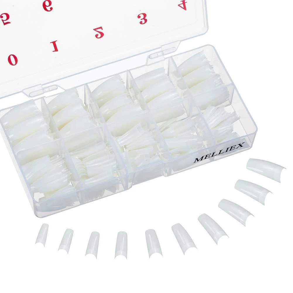 500 Pieces Natural False Nails 10 Sizes Oval Fake Nail French Acrylic Style Artificial Fake Art Nails Tips with Box for Women Girls (Size - A)