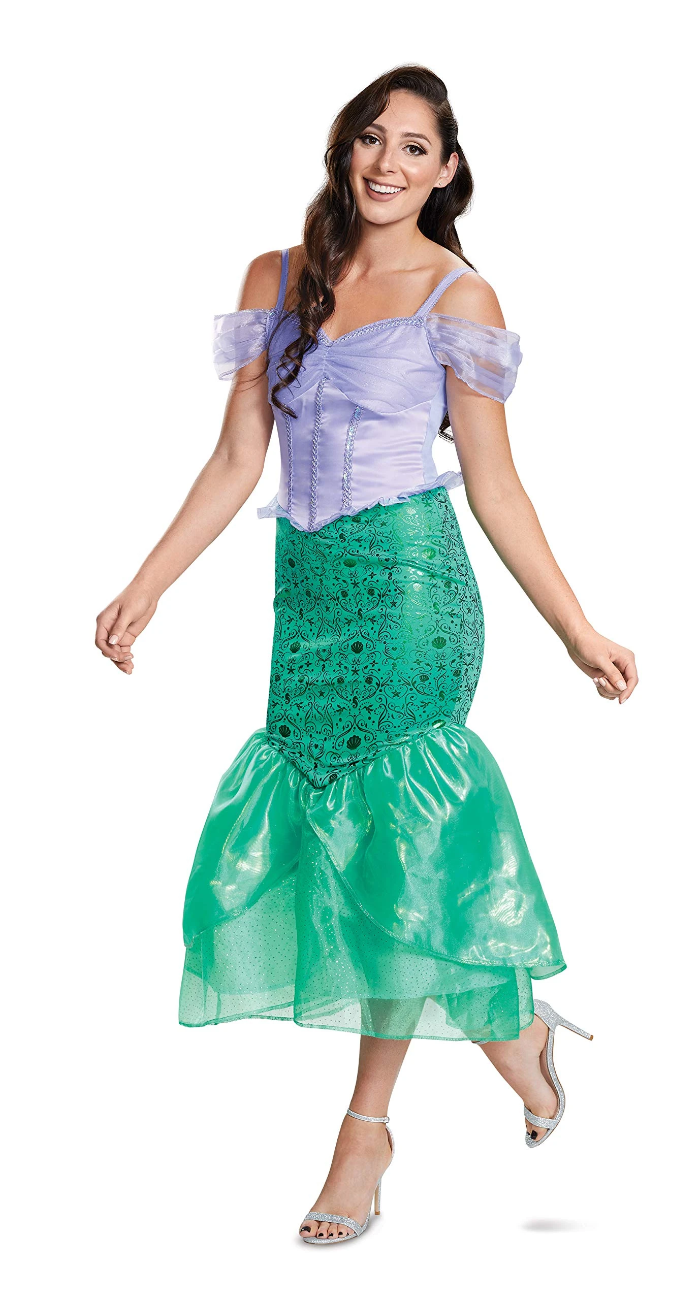 DISGUISE 67261F Ariel, Official Disney The Little Mermaid Costume Dress Princess Adult Sized, Solid, Green & Purple, XL (18-20)