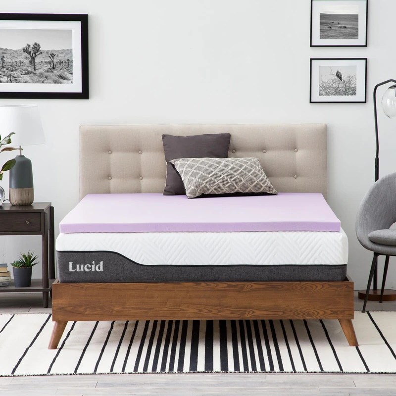 LUCID Foam Mattress Topper-Ventilated Design, Lavender Infused Memory, 2 inch