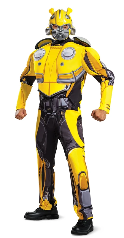 Disguise Men's Bumblebee Movie Classic Muscle Adult Costume, Yellow, L/XL (42-46)