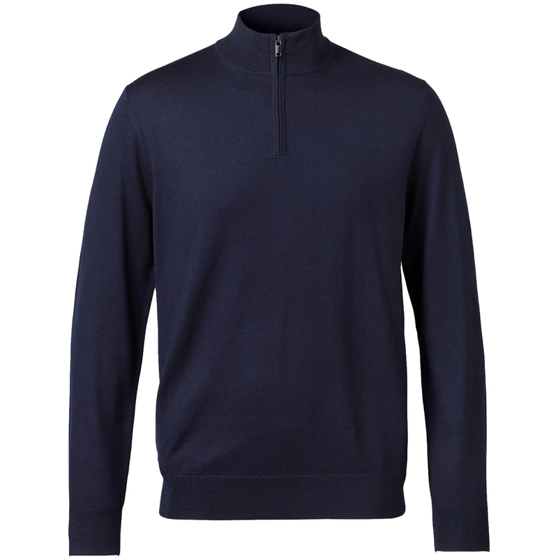 Charles Tyrwhitt Jumpers for Men - Navy Merino Wool 1/4 Zip Jumper - Machine Washable & Temperature Regulating Knitwear for Smart & Casual Wear