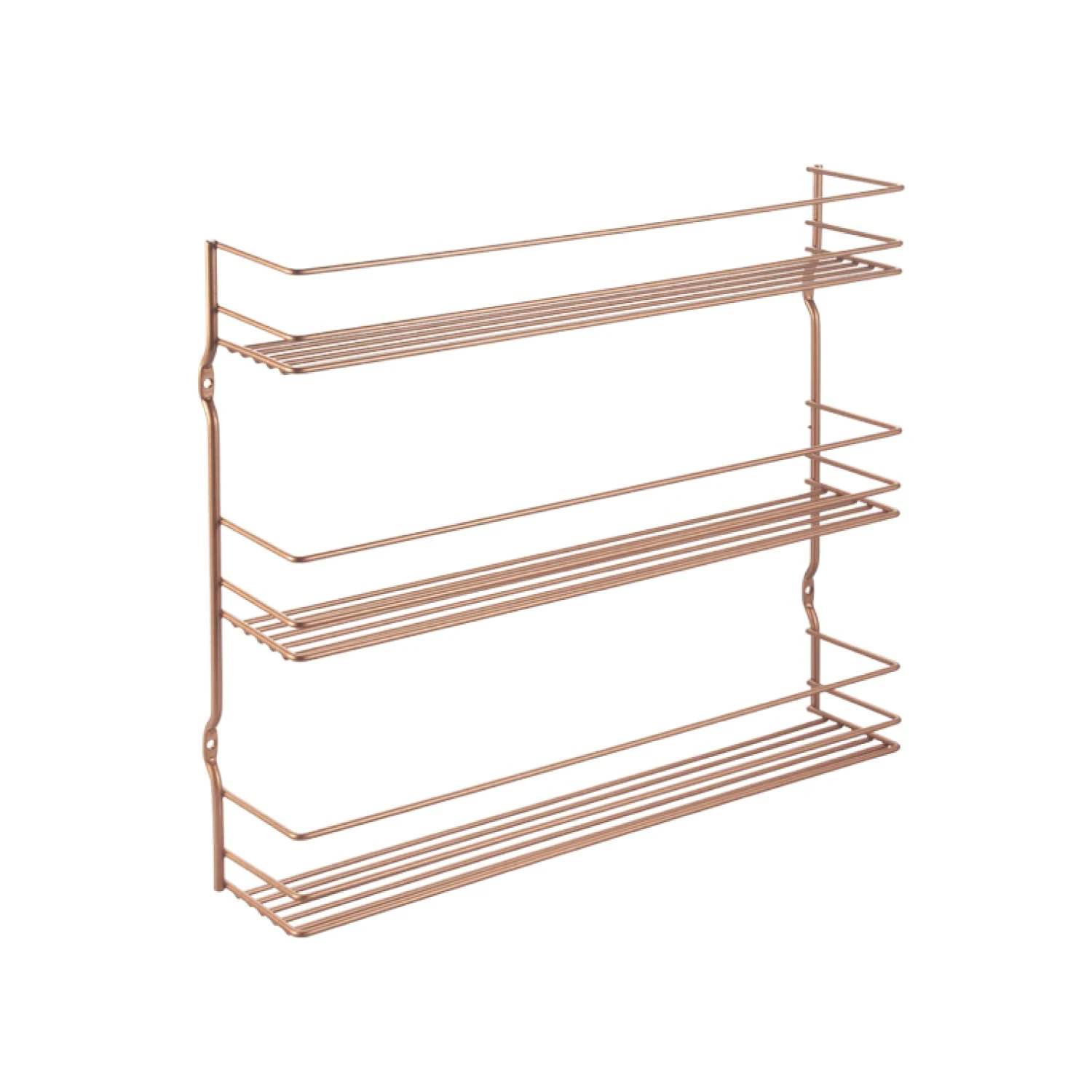 Metaltex Pepito 3-Tier Spice Rack – Wall-mounted Kitchen Storage Shelf for Seasonings and Condiments - Polytherm Copper, 36 x 8 x 32 Centimeters
