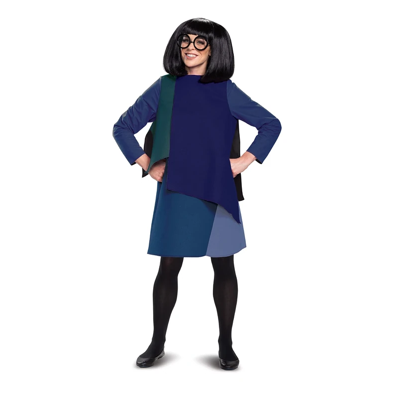 DISGUISE 12542E Edna Deluxe Adult Costume Disney Incredibles Sized, Blue, L