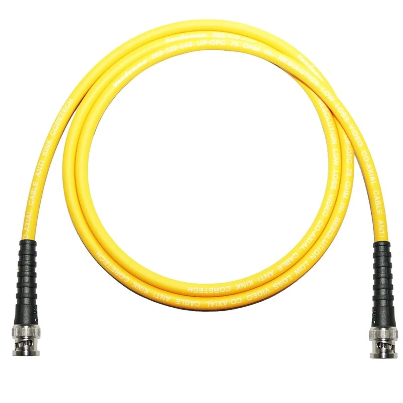 75 ohm BNC to BNC Lead. Van Damme Coaxial Cable. RG59, Video, CCTV, Word Clock (25m, Yellow)