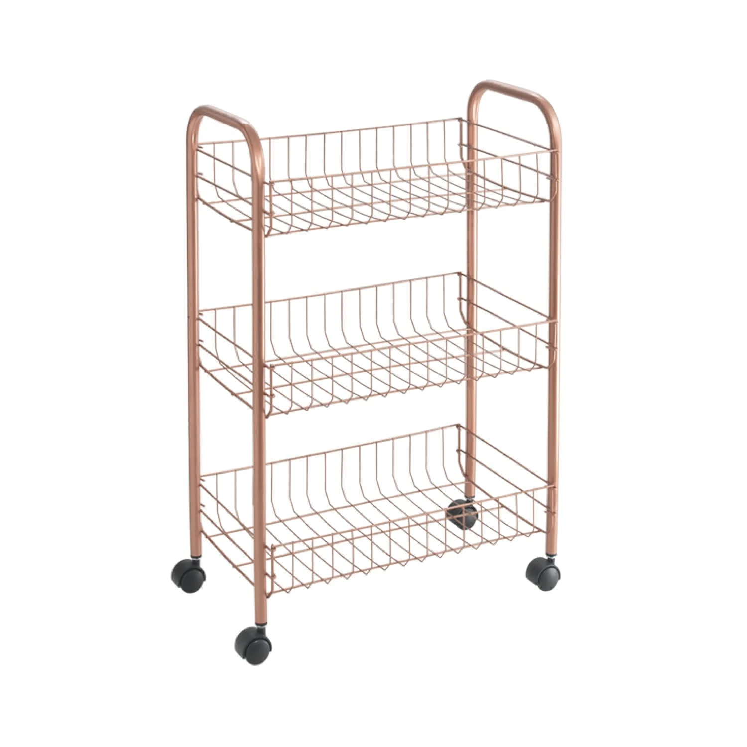 Metaltex Lugano 3-Tier Trolley with Wheels - Multipurpose Storage Cart for Home including Kitchen, Bathroom, Office and Garage - Polytherm Copper, 41 x 23 x 63 Centimetres