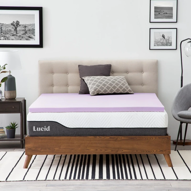 LUCID 2 Inch Lavender Infused Memory Foam Mattress Topper-Ventilated Design-Twin XL Size
