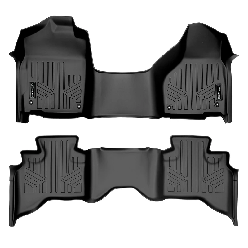MAXLINER Floor Mats 2 Row Liner Set Black for 2012-2018 RAM 1500 Quad Cab with 1st Row Bench Seat and Front Dual Floor Hooks