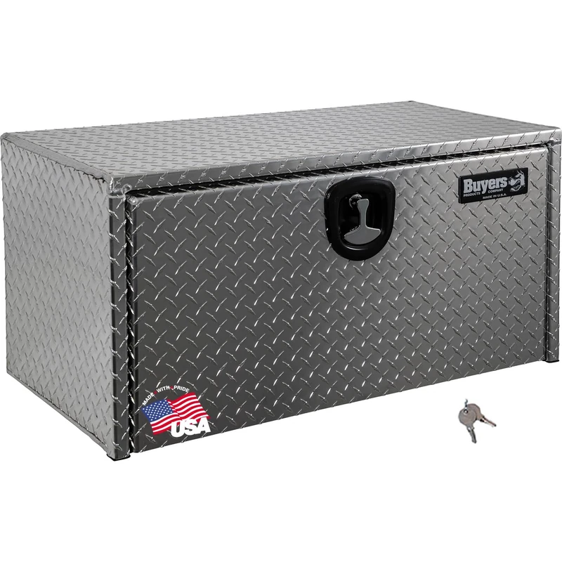 Buyers Products Diamond Tread Aluminum Underbody Truck Box w/T-Handle Compression Latch (18x18x14 Inch) - Image 1