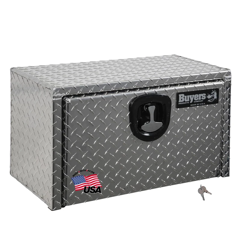 Buyers Products Diamond Tread Aluminum Underbody Truck Box w/T-Handle Compression Latch (14x12x18 Inch)
