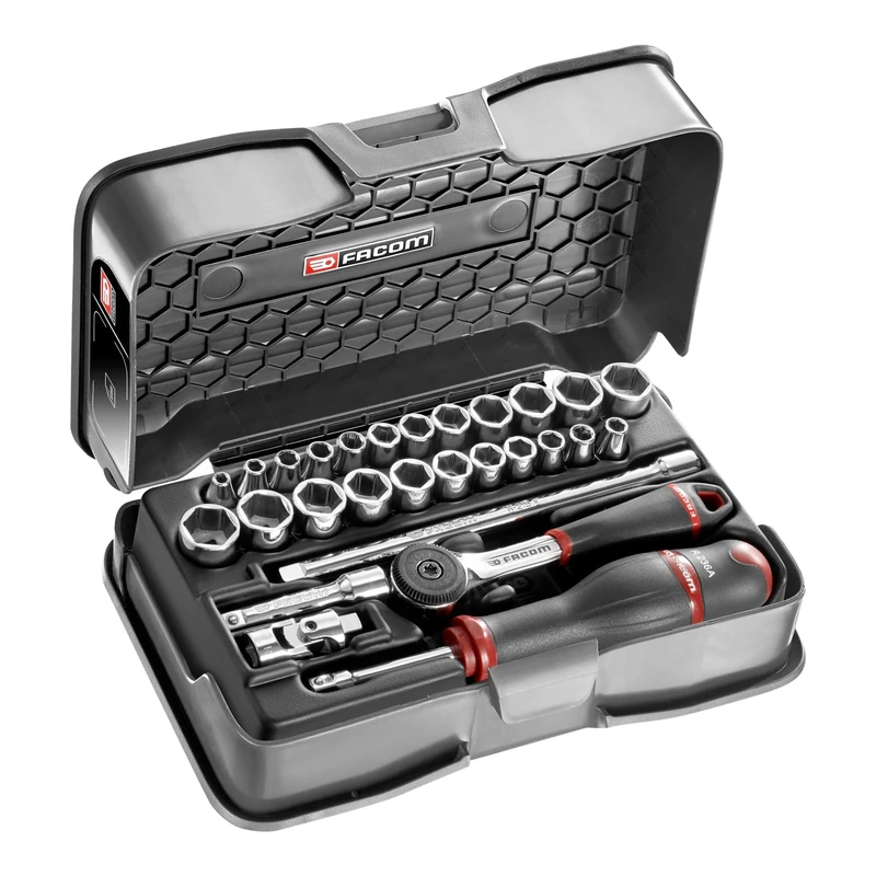 FACOM R.420AMU 6-Point Socket Set, Multi-Colour, 1/4 Inch