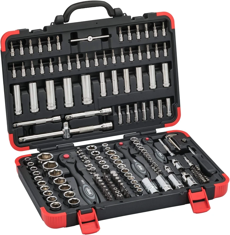 Vigor V2461N Socket Spanner Set I 172 Pieces with Reversible Ratchet and Extensions, Various Bits and Socket Spanner I Extensive Nut Box Set for Manual Operation