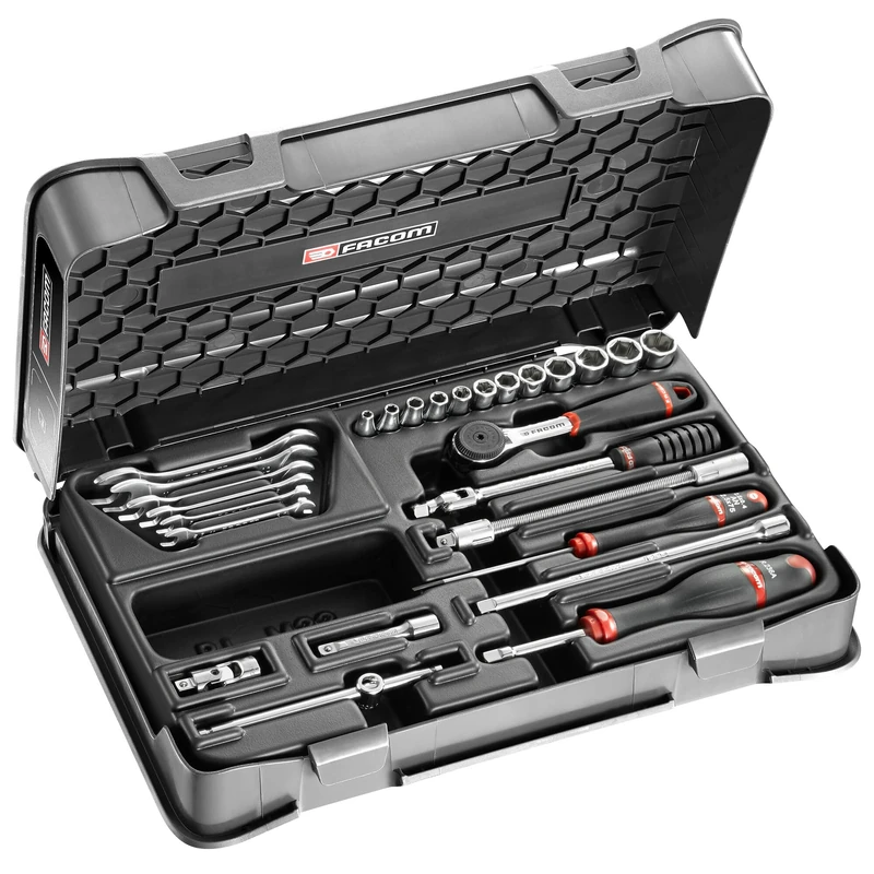 FACOM R.430BP 6-Point Socket Set, Multi-Colour, 1/4-Inch, Set of 27