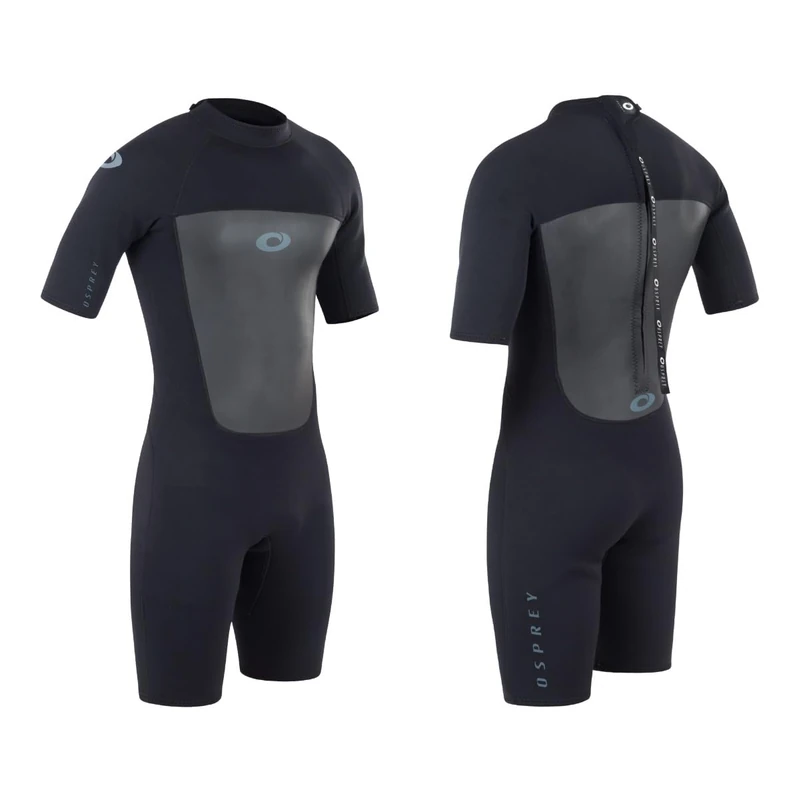 Osprey Men's Shorty 3 mm Summer Wetsuit, Adult Short Sleeve Neoprene Surfing Diving Wetsuit, Origin, Multiple Colours, Black, XL