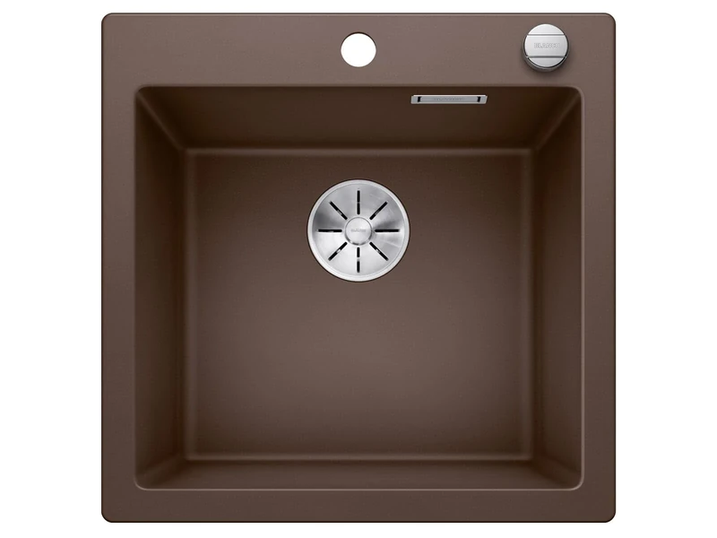 BLANCO PLEON 5 | SILGRANIT Sink in café | Installation Type: Inset Installation from Above | for 50 cm Wide Base cabinets | Maximum Volume Thanks to The Extra-deep Bowl | [51.5x51x23.2 cm]