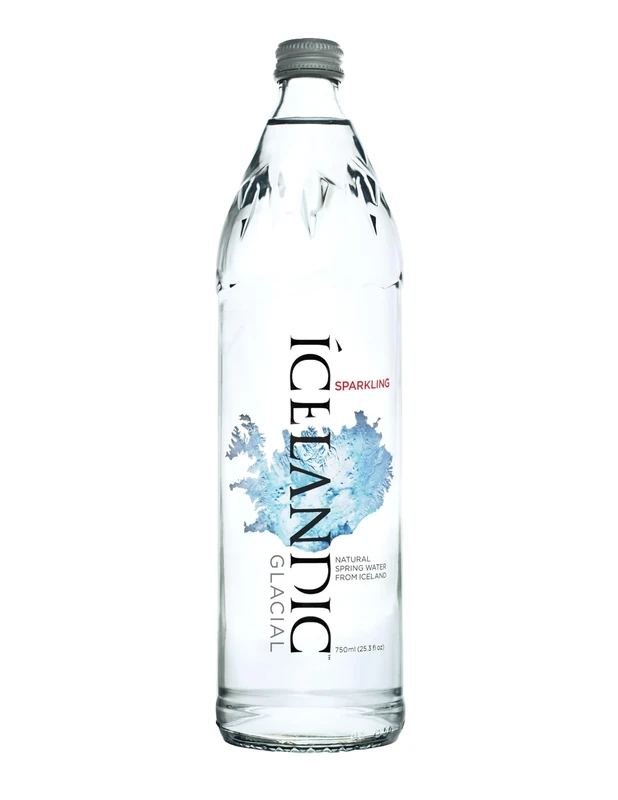 Icelandic Glacial Premium Sparkling Water 750ml Glass Bottles x 12 Per Pack – Alkaline/Low PH, Recycled Packaging, BPA Free, Carbon Neutral from Icelandic Spring. Low TDS and Mineral Content.