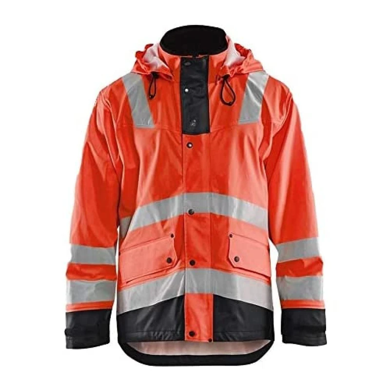 Blakläder 430220035599X-Small High-Vis Rain Jacket "level 2", Red/Black, X-Small