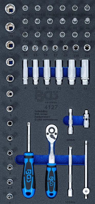 BGS 4127 | Tool Tray 1/3: Socket Set | 6.3 mm (1/4 ") | 50 pcs.