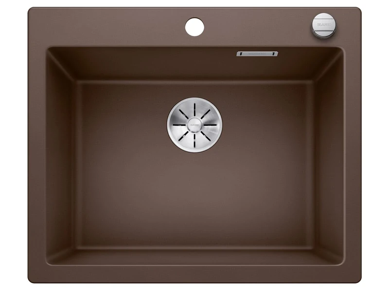 BLANCO PLEON 6 | SILGRANIT Sink in café | Installation Type: Inset Installation from Above | for 60 cm Wide Base cabinets | Maximum Volume Thanks to The Extra-deep Bowl | [61.5x51x23.2 cm]