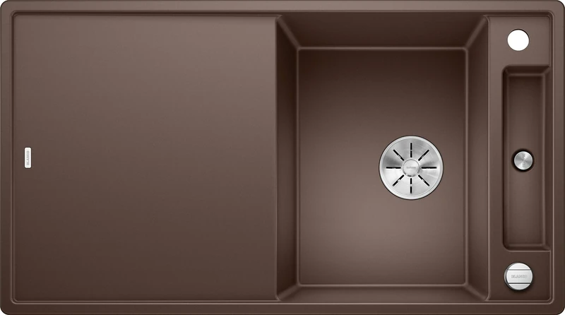 BLANCO AXIA III 5 S Silgranit Cafe Installation Type: Installation from Top Reversible with Glass Chopping Board 50 cm Base Cabinet Sliding Chopping Board Hanging Multifunctional Bowl