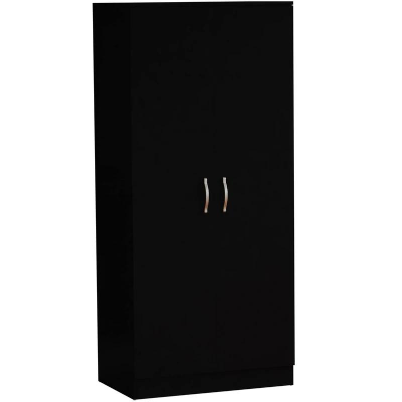 Vida Designs Riano Wardrobe, With Shelf & Hanging Rail Bedroom Storage Furniture (Black, 2 Door)