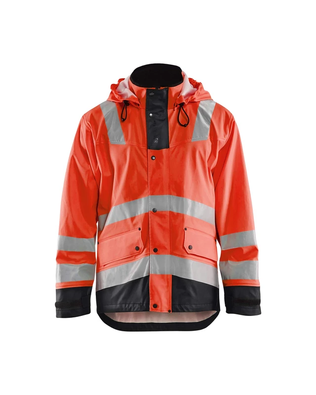 Blakläder 430220035599XX-Large High-Vis Rain Jacket "level 2", Red/Black, XX-Large
