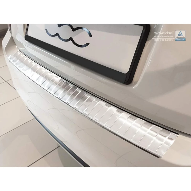 AutoStyle 2/42 Stainless Steel Rear Bumper Protector Fiat 500 2015 'Ribs' (Silver)