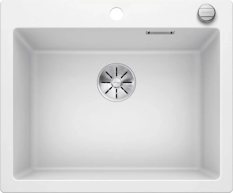 BLANCO PLEON 6 | SILGRANIT Sink in White | Installation Type: Inset Installation from Above | for 60 cm Wide Base cabinets | Maximum Volume Thanks to The Extra-deep Bowl | [61.5x51x23.2 cm]