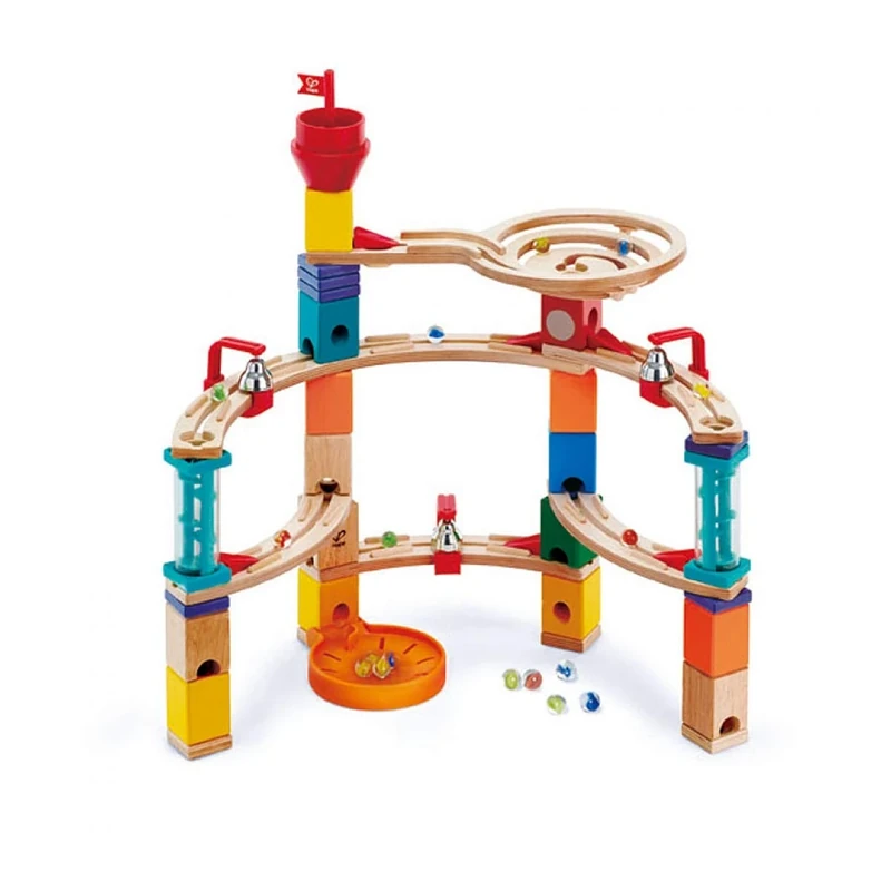 Hape Castle Escape | Quadrilla Whirlpool Wooden Marble Run Construction System, Wooden Marble Race Track Set Puzzle Maze Toy with Endless Build Variations, Smart Play for Smart Families