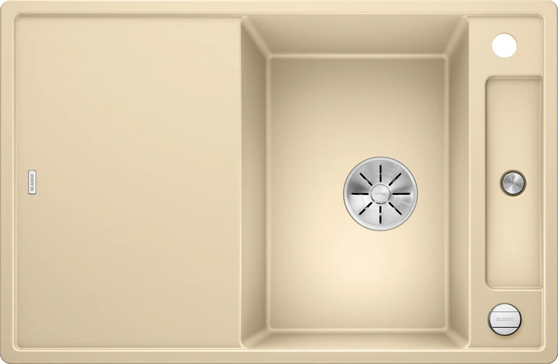 Blanco 523179 Axia III 45 S S Silgranit PuraDur with Reversible Wooden Chopping Board Champagne