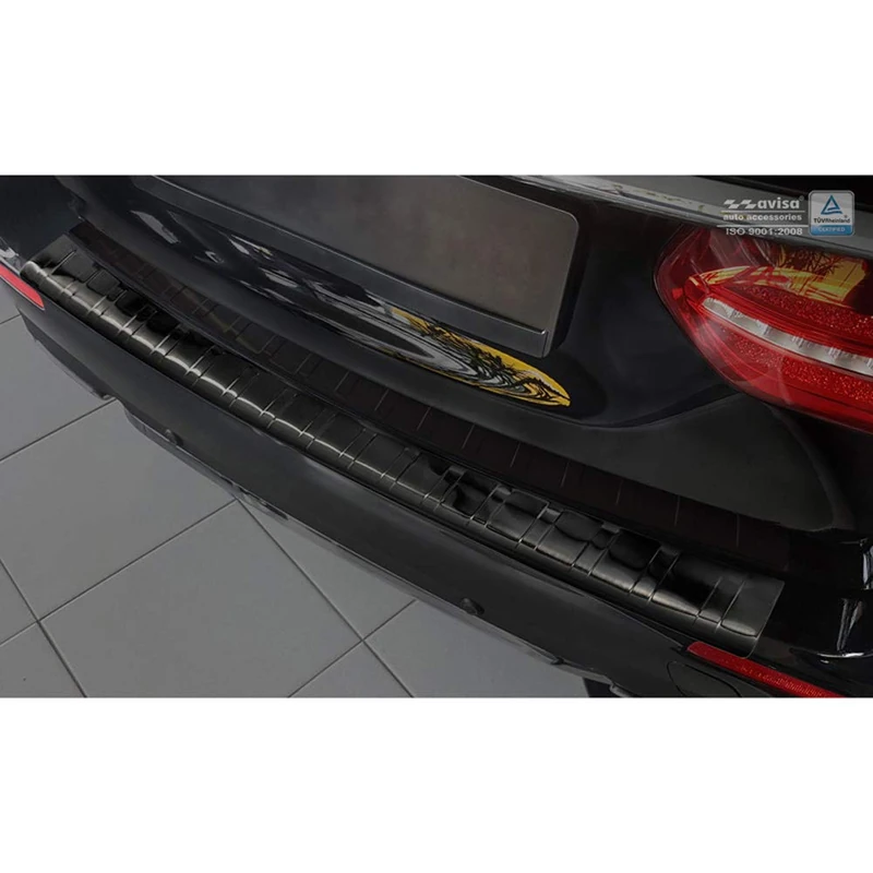 AutoStyle 2/45143 Stainless Steel Rear Bumper Protector Mercedes E Klasse W213 COMBI 2016 'Ribs', Black