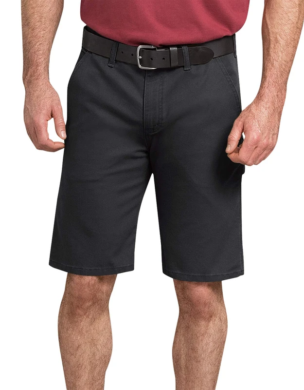 Dickies Men's Tough MAX Duck Carpenter Short Work Utility, Stonewashed Black, 36