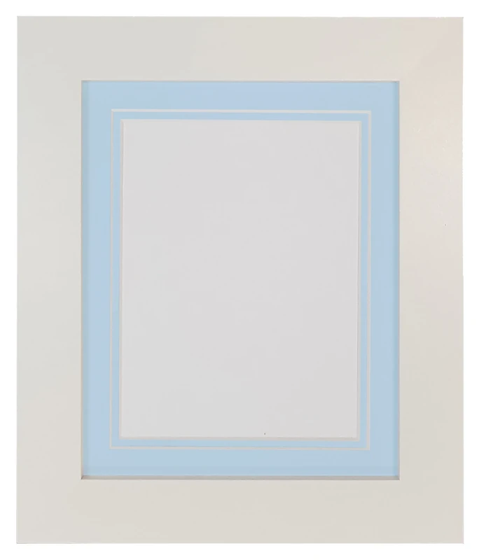 Metro White Photo Picture Poster Frame with Double Blue Mount 24 x 20 for Image Size 50 x 40 cm