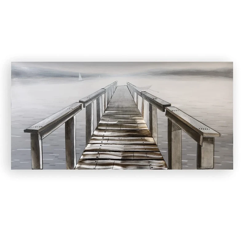 Casablanca 3D Oil Painting XXL Boat Bridge with Aluminium Elements 150 x 75 cm