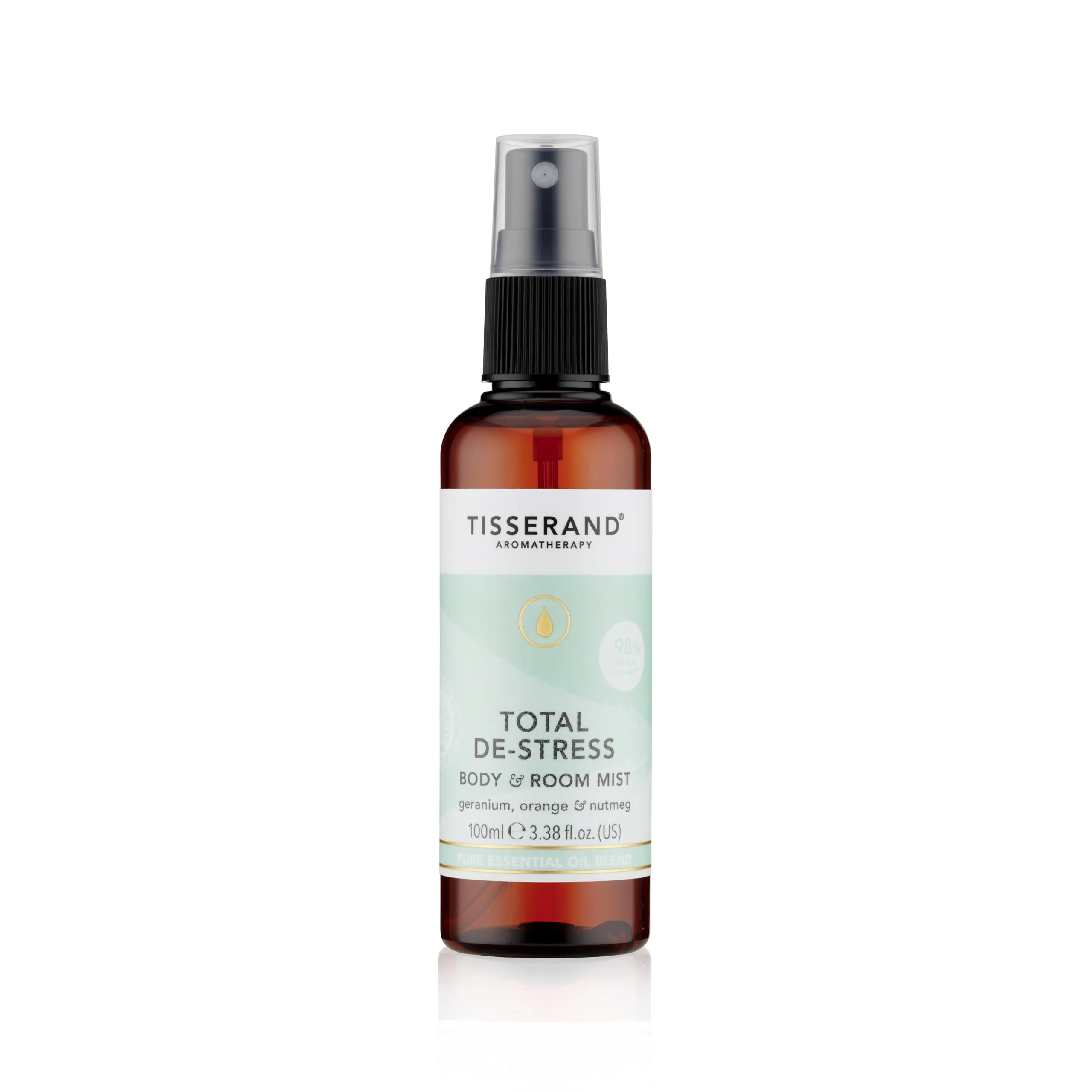Tisserand Aromatherapy - Total De-Stress - MoodFix Mist - Orange, Geranium, Nutmeg - 100% Natural Pure Essential Oils - 100ml - Calming Mist Spray
